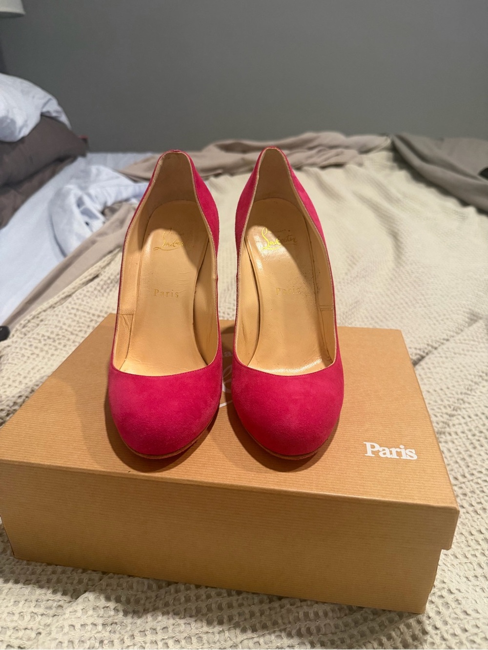 Christian Louboutin Fuchsia Suede High Heel Pumps